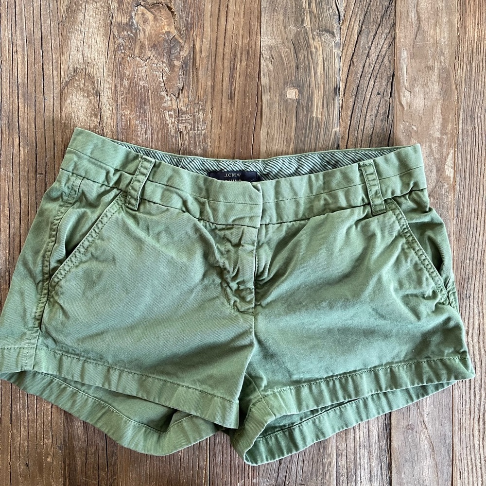 Olive Green J Crew Chino Shorts Size 4